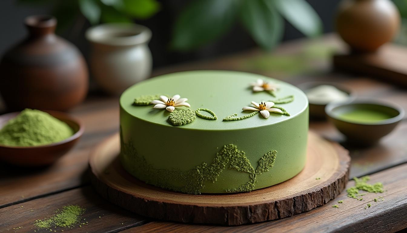 découvrez notre délicieux gâteau au thé vert japonais, une délicieuse harmonie entre les saveurs traditionnelles et une touche moderne. parfait pour les amateurs de pâtisserie, ce dessert allie le goût authentique du matcha aux techniques contemporaines pour une expérience gourmande inoubliable.