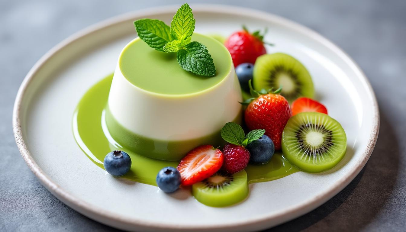 découvrez notre recette simple et délicieuse de panna cotta au thé matcha. un dessert raffiné et crémeux qui allie la douceur de la panna cotta à la saveur unique du matcha. parfait pour épater vos convives !