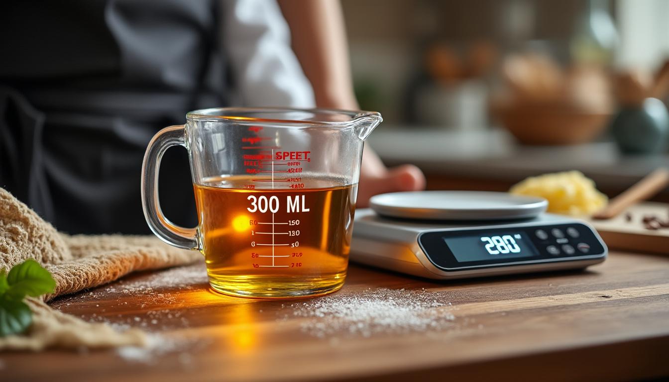 découvrez pourquoi il est crucial de convertir 300 ml en grammes pour vos recettes. apprenez à maîtriser les équivalences de mesures afin d'assurer la précision et la réussite de vos plats. ne laissez plus le flou des unités compromettre vos créations culinaires !