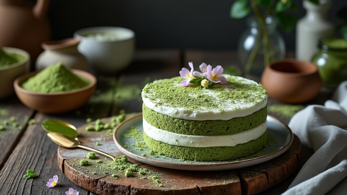 Savourez l’originalité d’un gâteau au yaourt et thé matcha fait maison