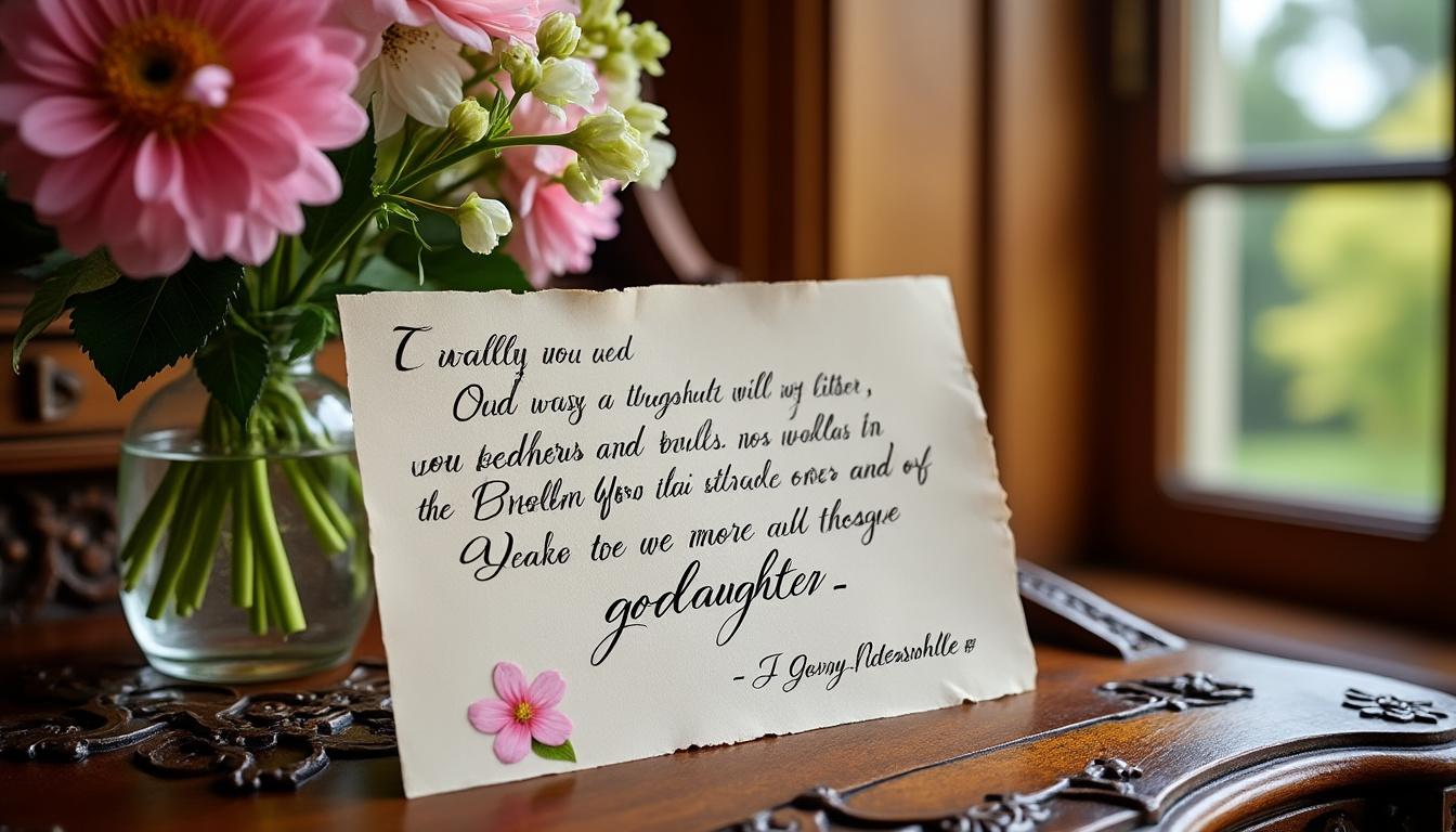 découvrez un texte émouvant d'une marraine à sa filleule, rempli d'affection, de tendresse et de moments précieux partagés. une déclaration touchante qui promet de belles émotions !